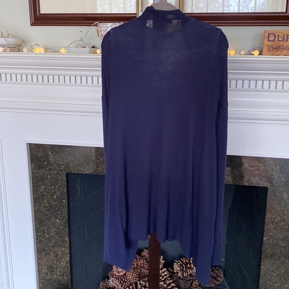 Long Open Front Navy Cardigan Open Size Medium - Picture 2 of 4